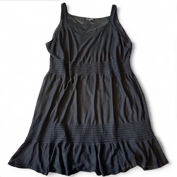 Eileen Fisher Black Silk Dress 3X Minimalist Flowy Sheer Overlay Lagenlook - Picture 2 of 9